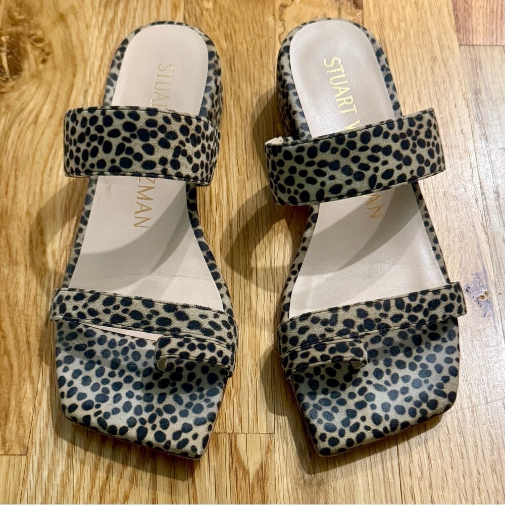 Stuart Weitzman Maisie 35 Slide Sandals Leopard Print Size 6 - Picture 3 of 9